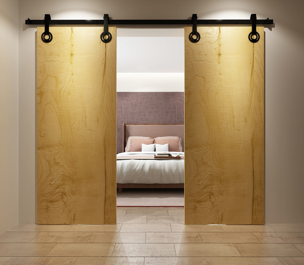 Vancleef Sliding Barn Door Hardware for Double Door, Gear Design, 15'