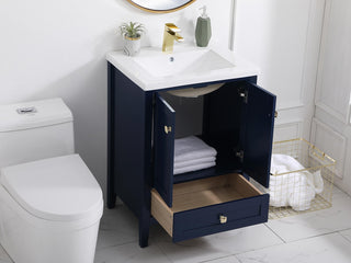 24" Single Bathroom Vanity Set, White, Blue, 24
