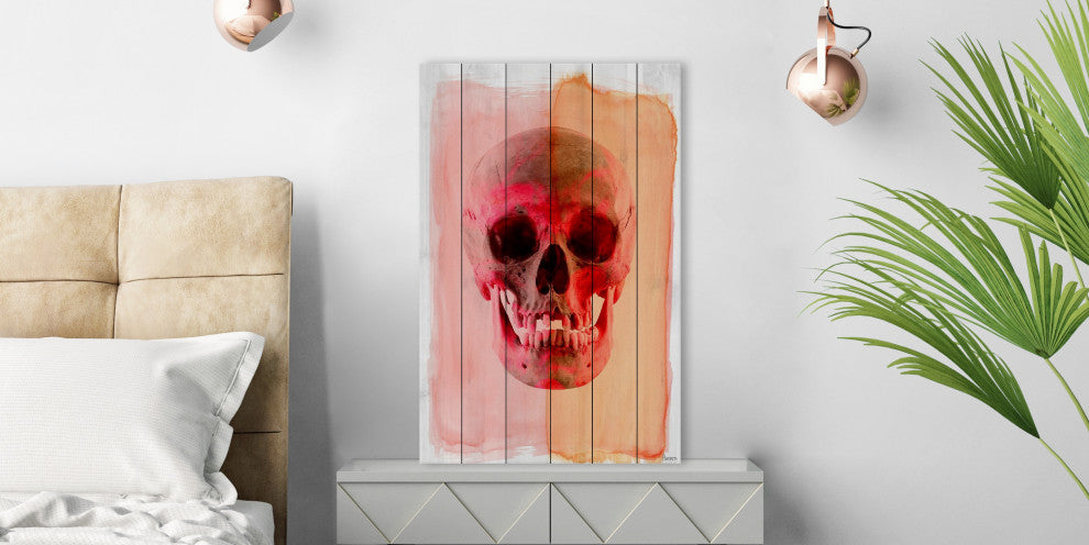 "Marvel Red Skull" Painting Print on White Wood, 30"x45"