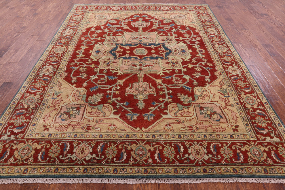 8' 1" X 10' 2" Heriz Serapi Handmade Wool Rug - Q15993