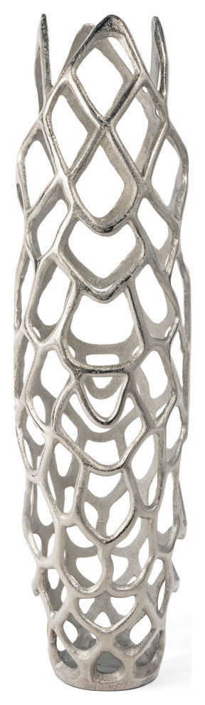 Adler Silver Metal Floor Vase, Large