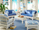 Regata 6-Piece Living Room Furniture Set, White, Callista-Stripe-Delft Fabric