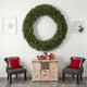 6' Giant Flocked Faux Xmas Wreath W/Pinecones, Clear Lights & Bendable Branches