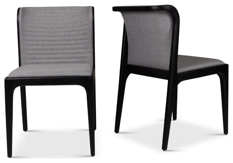 Modern Brazilian Eloa Side Chair Essence Gray Seat Ebano Frame