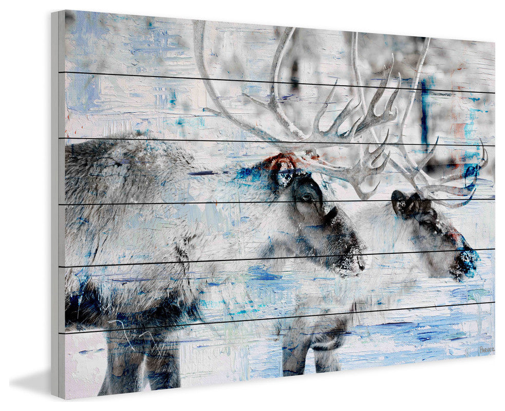 "Antlers Unite" Painting Print on White Wood, 24"x16"