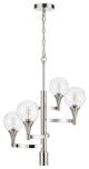 Benzara BM241873 Chandelier, 4 Globe Glass Shades/Cone Design Holders, Chrome