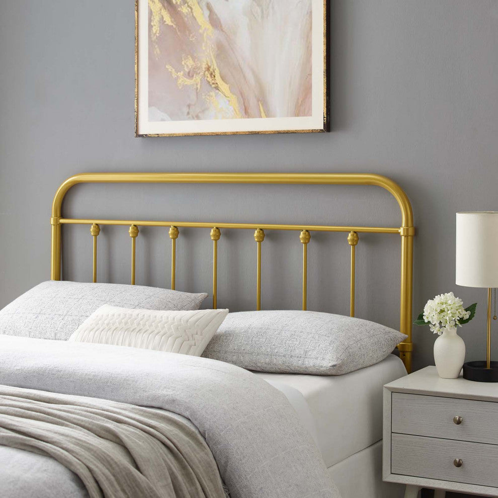 Headboard, Full Size, Metal, Gold, Modern Farmhouse, Bedroom Master Suite