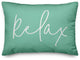 'Relax' Thin Script Outdoor Lumbar Pillow, Green