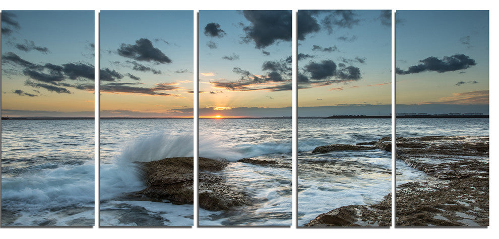 "Bright Sydney Sunset Over Sea" Canvas Print, 5 Panels