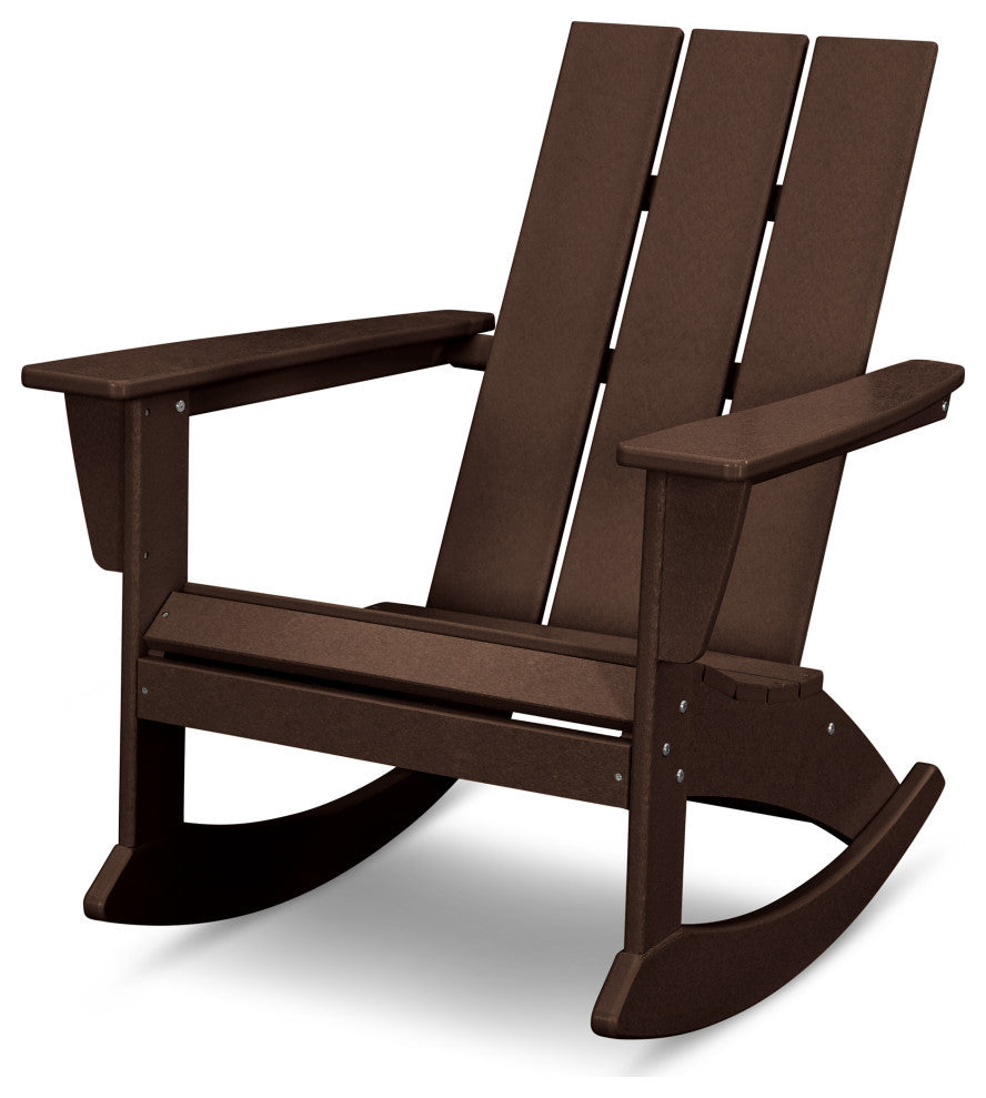 POLYWOOD Modern Adirondack Rocking Chair, Mahogany