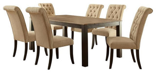Furniture of America Landon Wood 7-piece Dining Set in Beige and Black