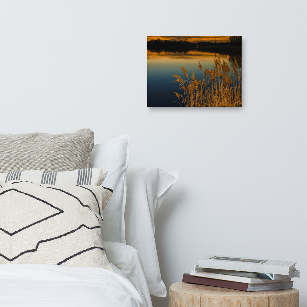 Rustic Canvas Wall Art: Sunset Reedy Point Landscape Print, 12" X 16"