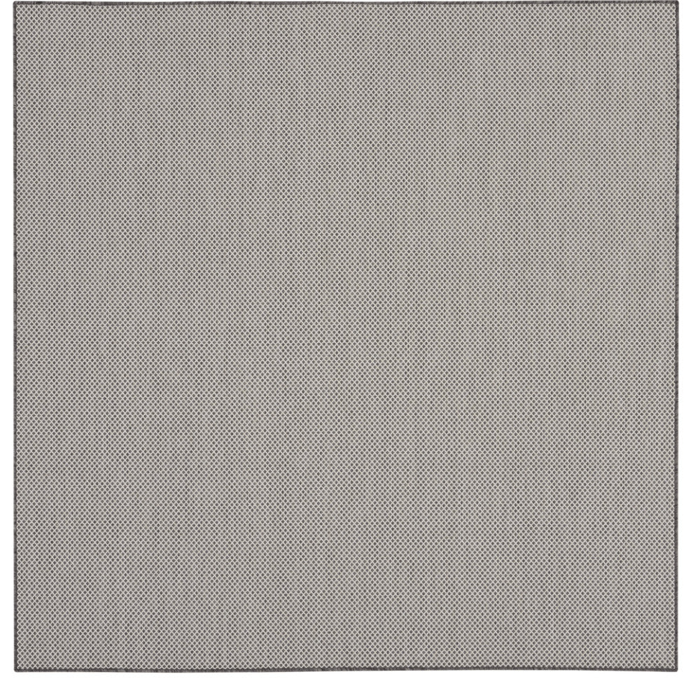 8' Charcoal Square Geometric Power Loom Area Rug