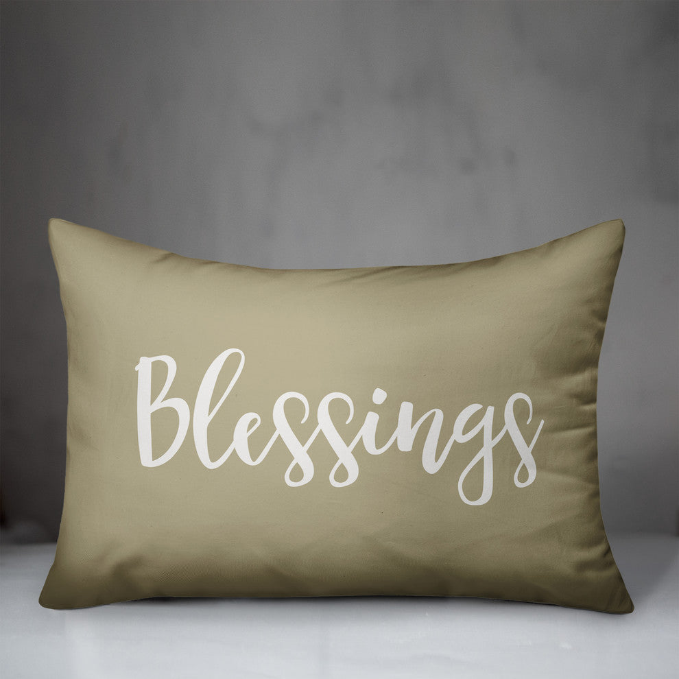 Blessings Lumbar Pillow, Beige, 14"x20"