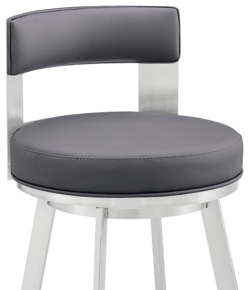 Flynn Swivel Counter or Bar Stool in Faux Leather and Metal