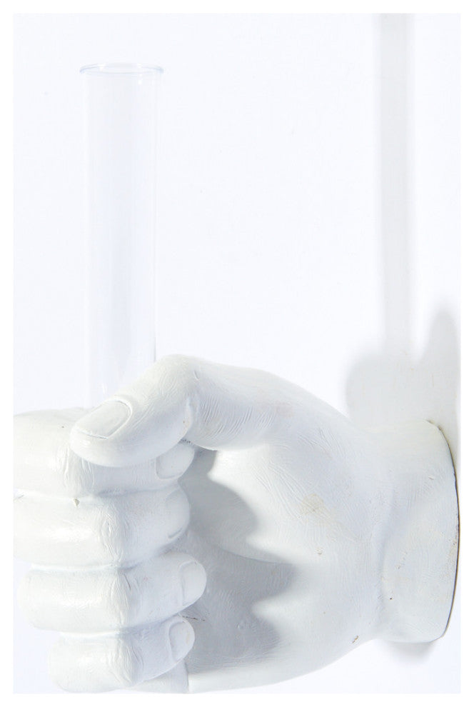 Interior Illusions Plus White Flower Vase Grip Hand, 7" Long