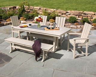 POLYWOOD Quattro 6-Piece Farmhouse Dining Set with Bench