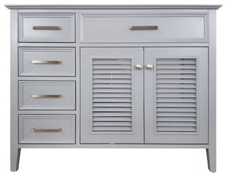 Ariel Kensington 42" Transitional Right Offset Single Sink Base Cabinet, Gray
