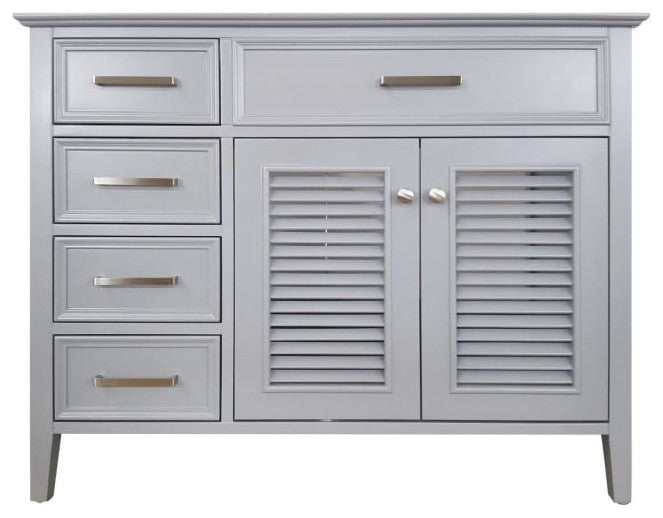 Ariel Kensington 42" Transitional Right Offset Single Sink Base Cabinet, Gray