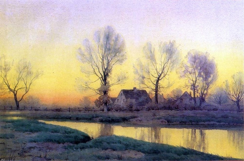 Henry Farrer Landscape With a House near a Lake Wall Decal