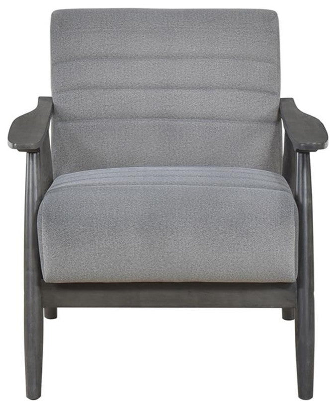 Pemberly Row Contemporary Upholstered Wood & Velvet Accent Chair in Gray