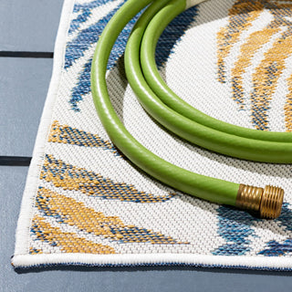 Safavieh Sunrise Collection SUN675 Indoor-Outdoor Rug, Ivory/Blue Gold, 6'7" Square