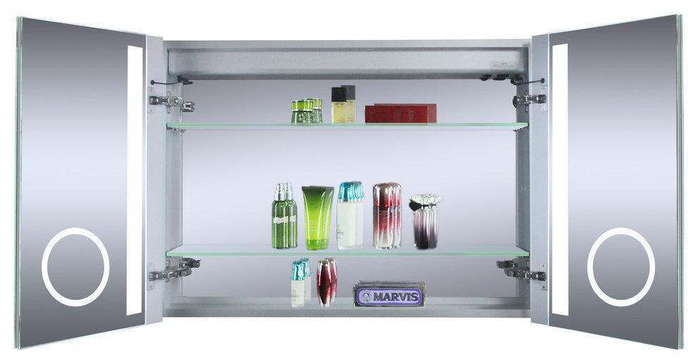 Double Door Recessed LED Medicine Cabinet, 40x26