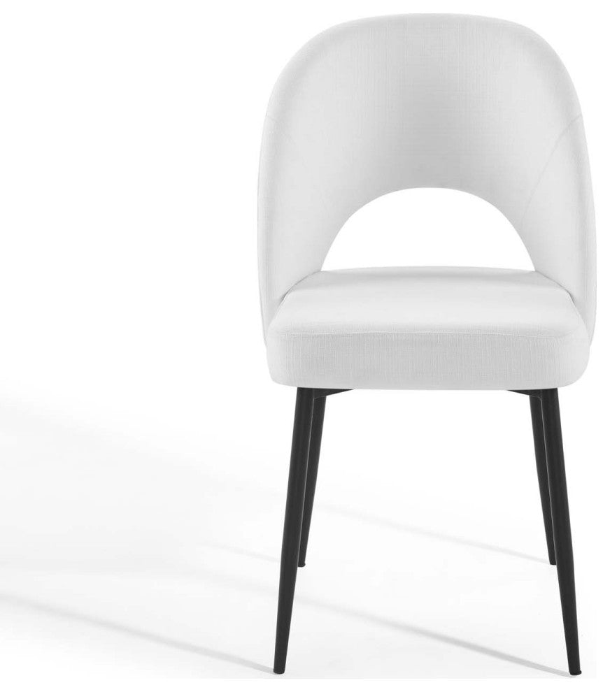 Side Dining Chair, Set of 2, Fabric, Metal, Black White, Cafe Bistro Restaurant