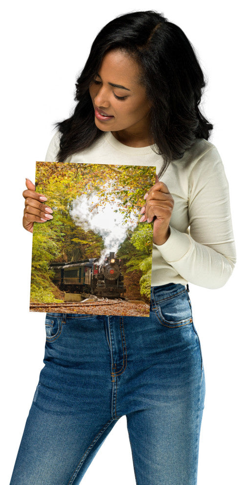 Wall Art Print Steam Train with Autumn Foliage Landscape Photo Unframed, 8" X 10"