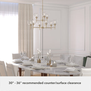 Xidane Alturas Gold, Clear Glass 9-Light 2 Tier Chandelier