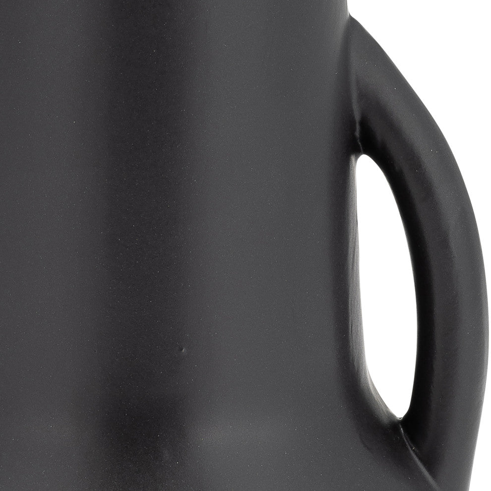 Ceramic 8", Vase, Handles, Black