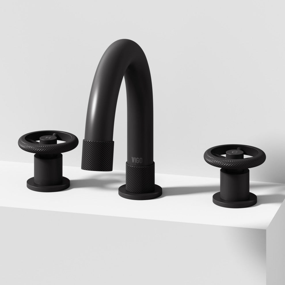 VIGO Wythe 8" H 2-Handle Widespread Bathroom Faucet, Matte Black
