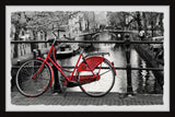 "Red Bicycle on the Bridge" Framed Painting Print, 24x16