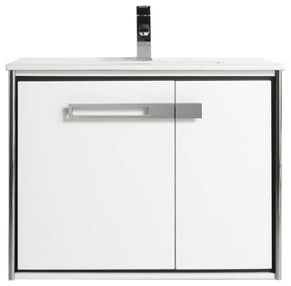 Oakville Wall Mount Bathroom Vanity, White Matte, 30", Chrome Hardware