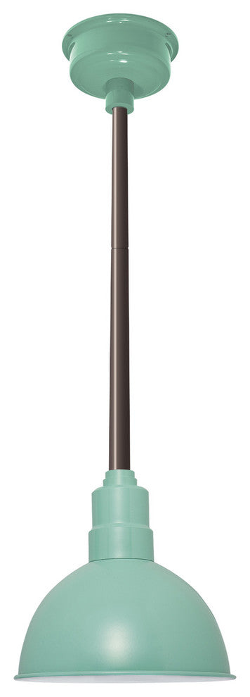 Blackspot LED Pendant Barn Light, Mahogany Downrod, Jade, 8"