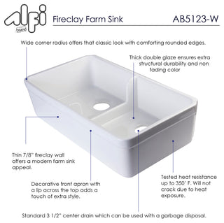 Biscuit 32" Short Wall Double Bowl Fireclay Farmhouse Kitchen Sink, White