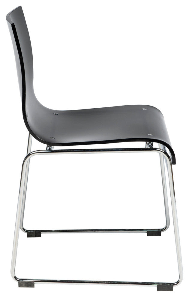 LeisureMod Lima Lucite Acrylic Dining Side Chairs, Black