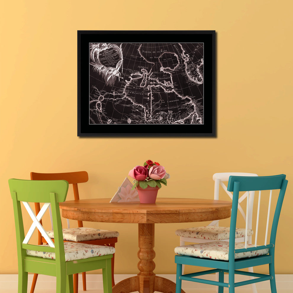 North East Canada & Greenland Vintage Vivid Sepia Map Canvas, 16"x21"