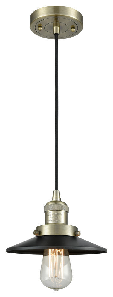 Railroad 1-Light LED Mini Pendant, Antique Brass