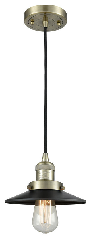 Railroad 1-Light LED Mini Pendant, Antique Brass