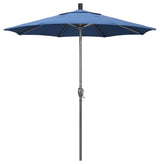 7.5' Grey Push-Button Tilt Crank Lift Aluminum Umbrella, Olefin, Frost Blue