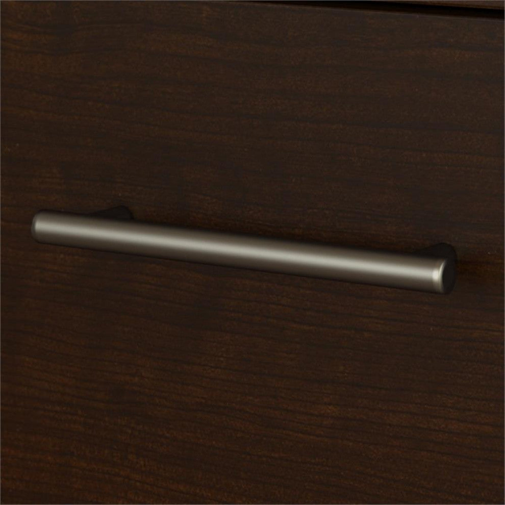 Pemberly Row Contemporary 60W L Shaped Desk with Hutch in Mocha Cherry