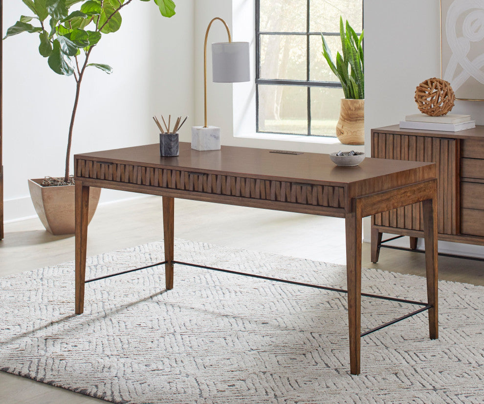 Mid-century Modern Writing Desk, Office Desk, Brown