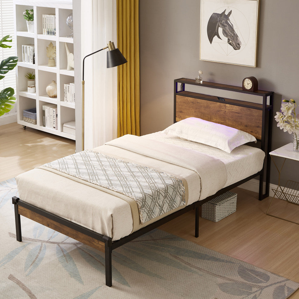 Gewnee Twin Size Metal Platform Bed Frame