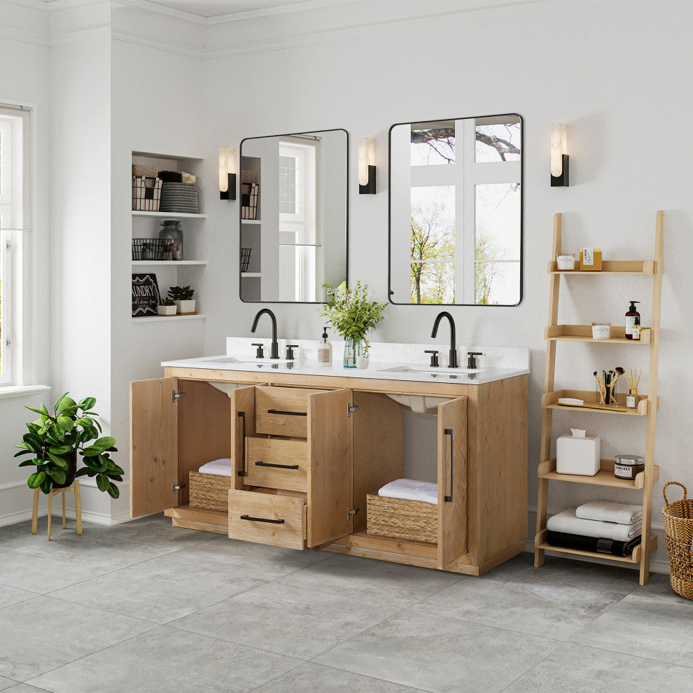 Bellavia Bath Vanity, Weathered Fir, 60", With Mirror