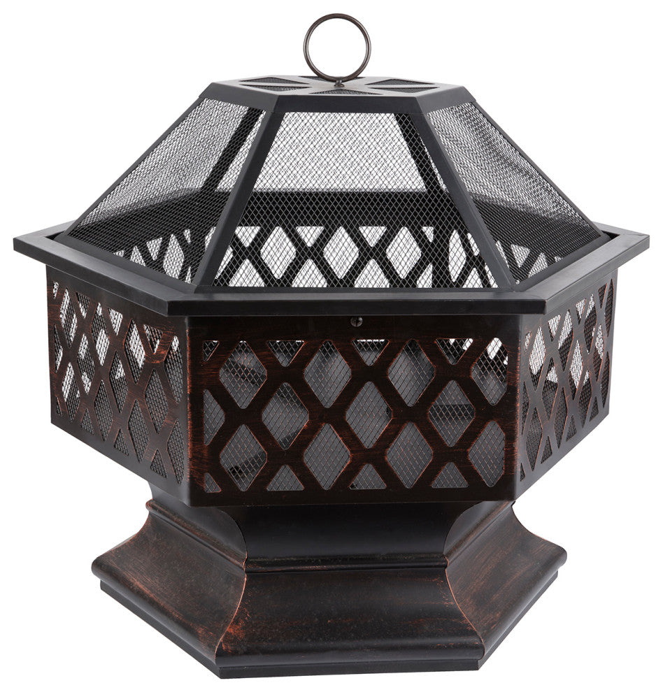 25.22'' H x 24.42'' W Iron Wood Burning Outdoor Fire Pit