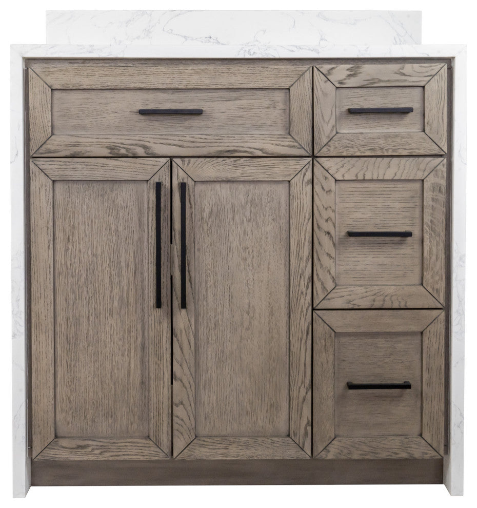 Palisade 36" Bathroom Vanity, Gray Oak, Engineered Marble