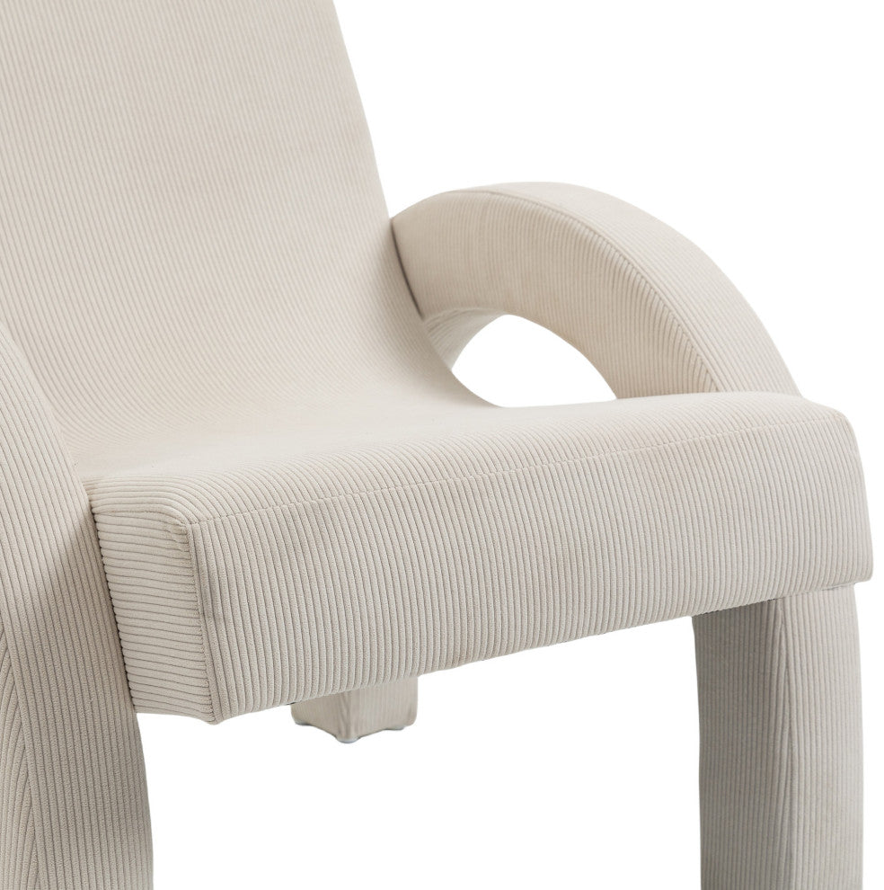 Corduroy Fabric Upholstered Accent Chair, Cream