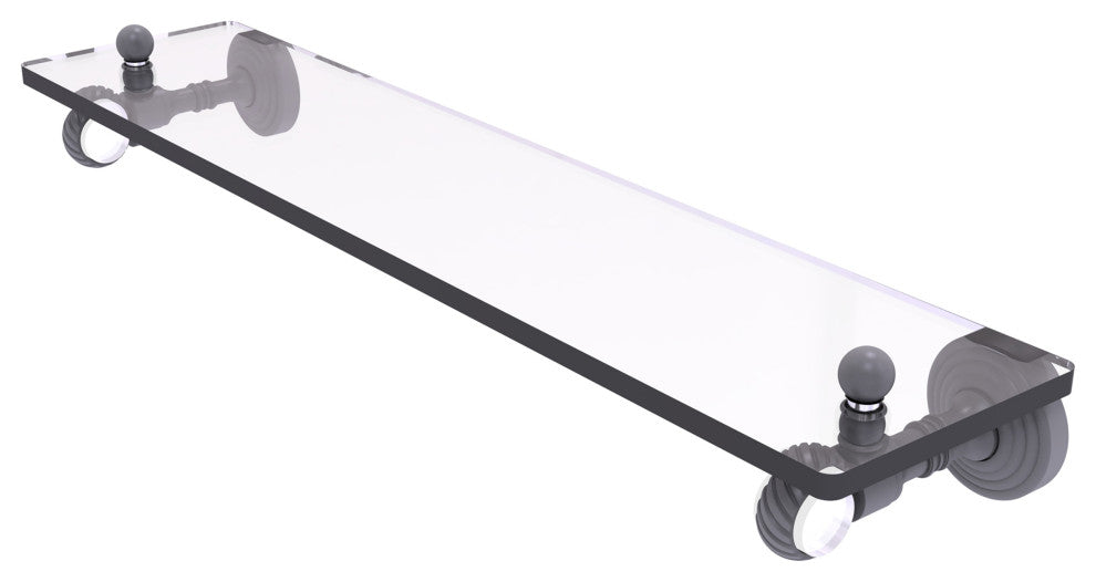 Pacific Grove 16" Glass Shelf with Twisted Accents, Matte Gray