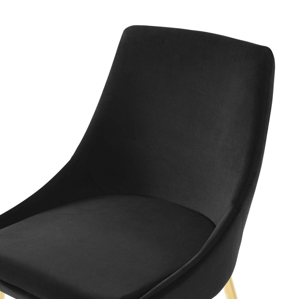 Side Dining Chair, Set of 2, Velvet, Metal, Gold Black, Cafe Bistro Restaurant